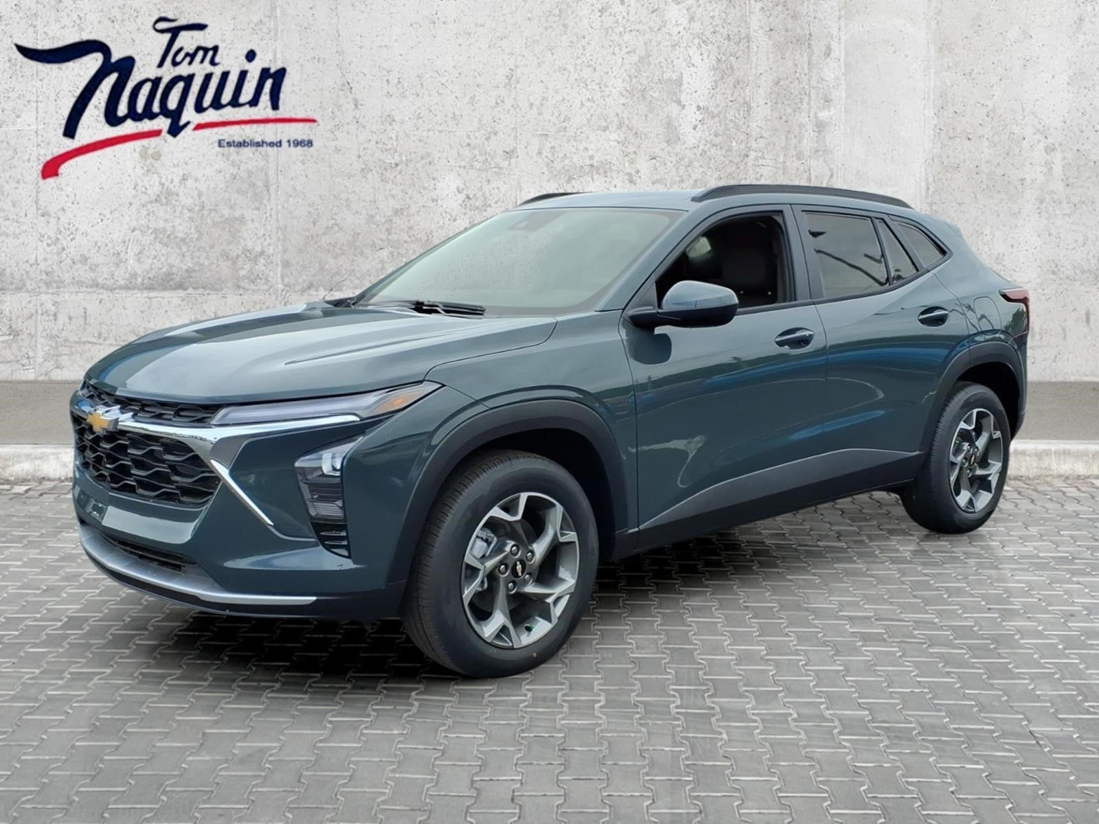 2026 Chevrolet Trax LT in Cypress Gray — front three-quarter view