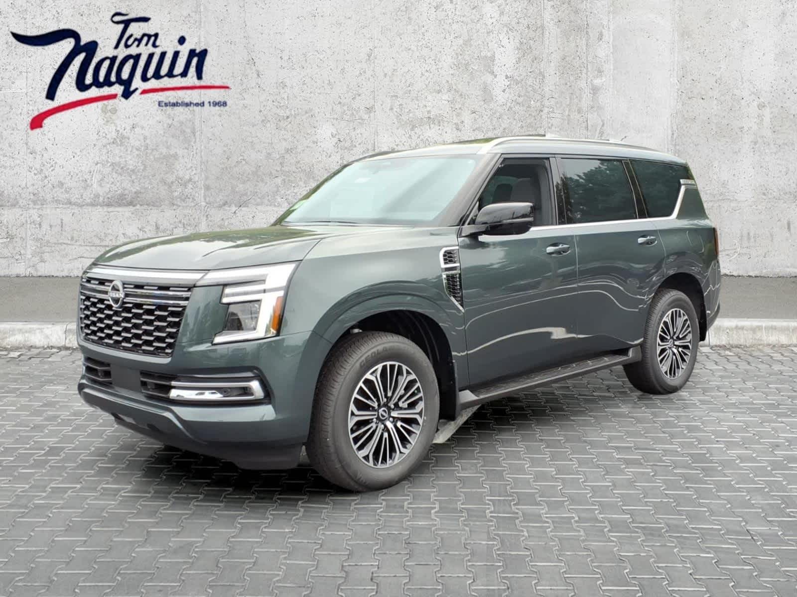 2026 Nissan Armada Platinum in Alpine Metallic — front three-quarter view